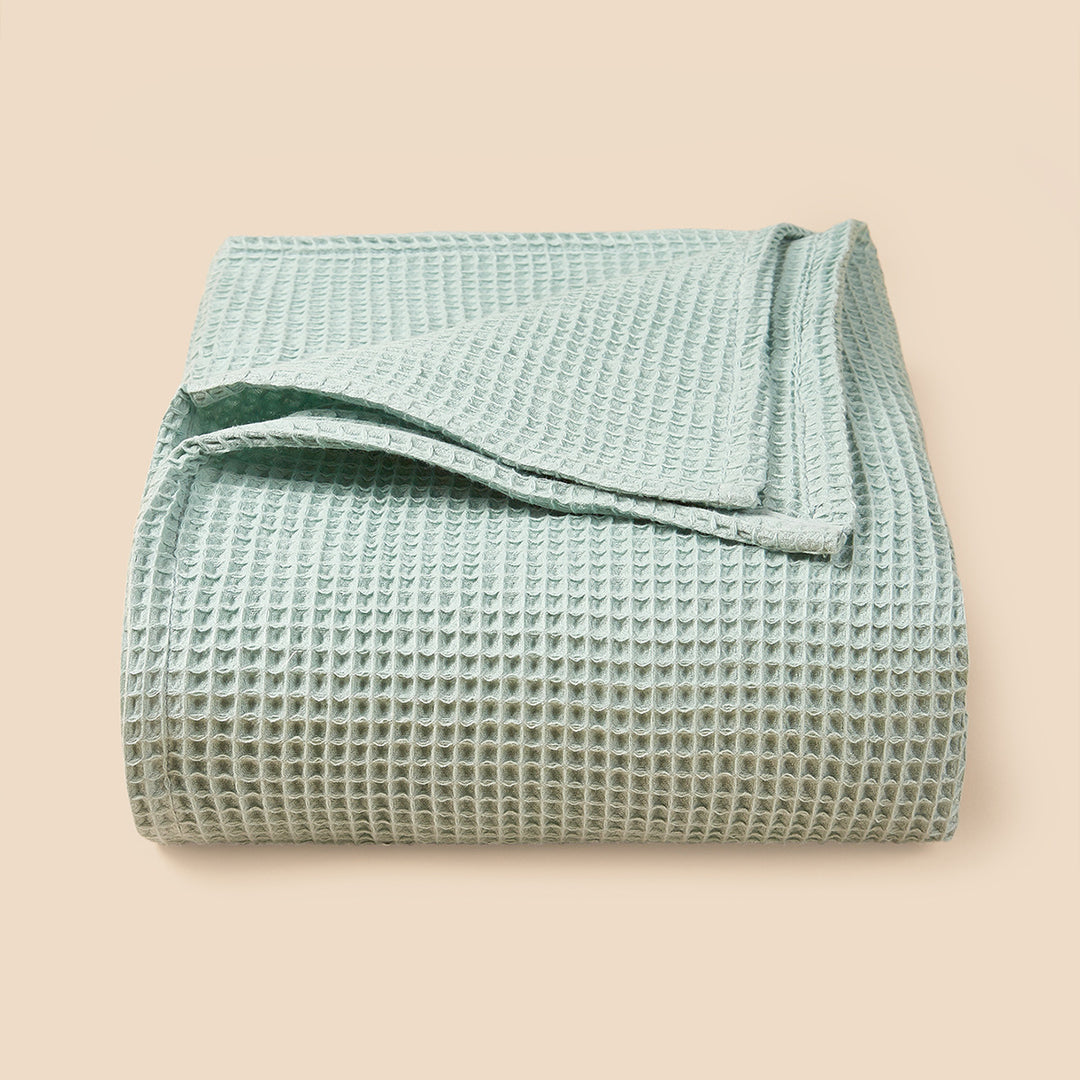 Textured Waffle Weave Throw Blanket Bowlift
