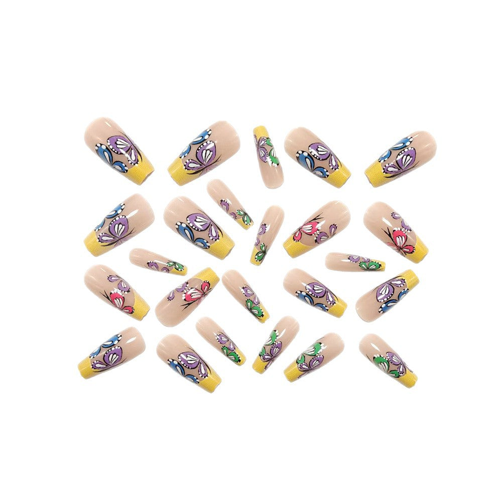 Nail set with intricate butterfly design Bowlift