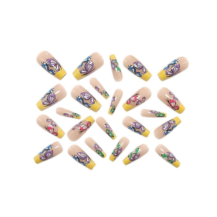 Nail set with intricate butterfly design Bowlift