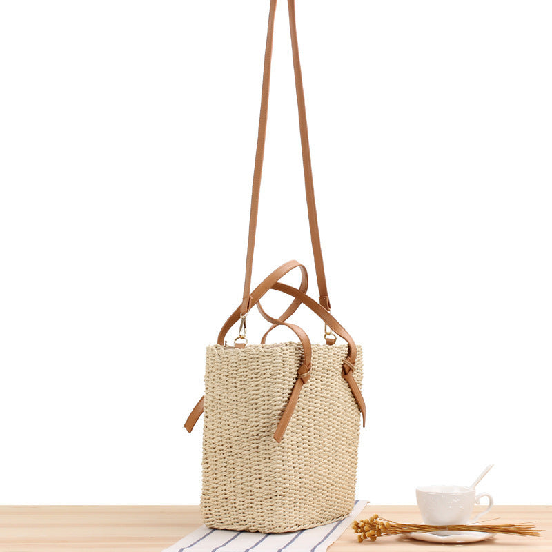 Elegant Braided Shoulder Bag with Leather Handles Bowlift