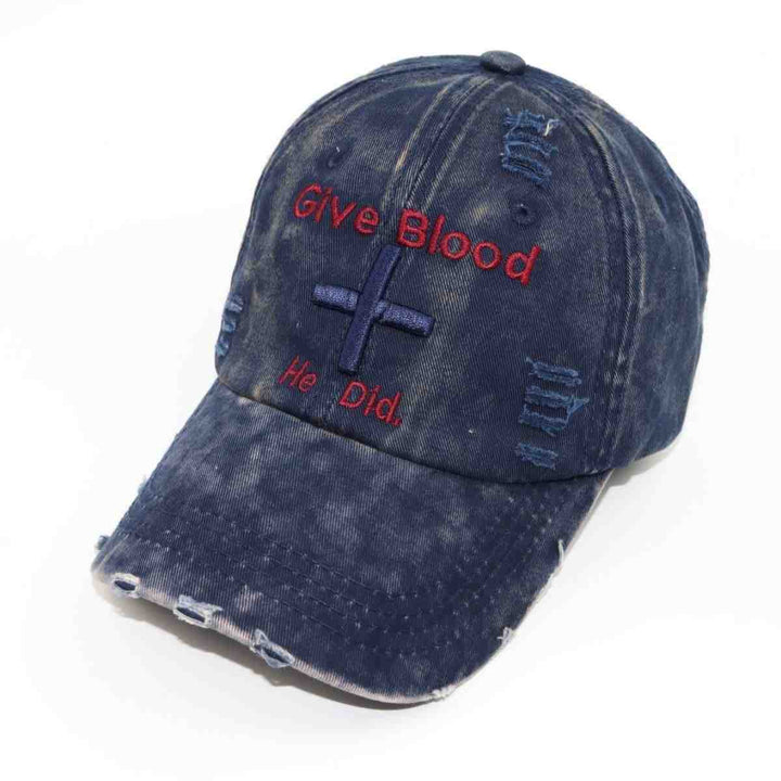 Women's Distressed Graphic Baseball Cap with Inspirational Message Bowlift