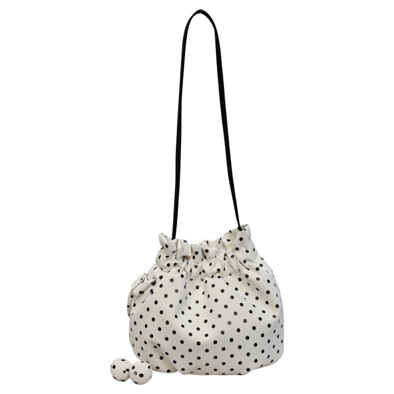 Playful Polka Dot Drawstring Crossbody Bag Bowlift