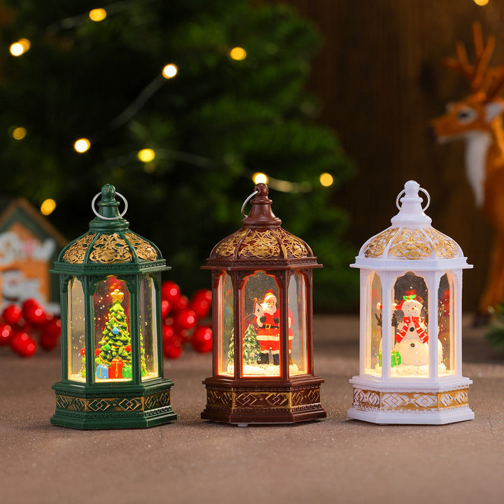 Decorative LED Lantern with Christmas Figurine Bowlift