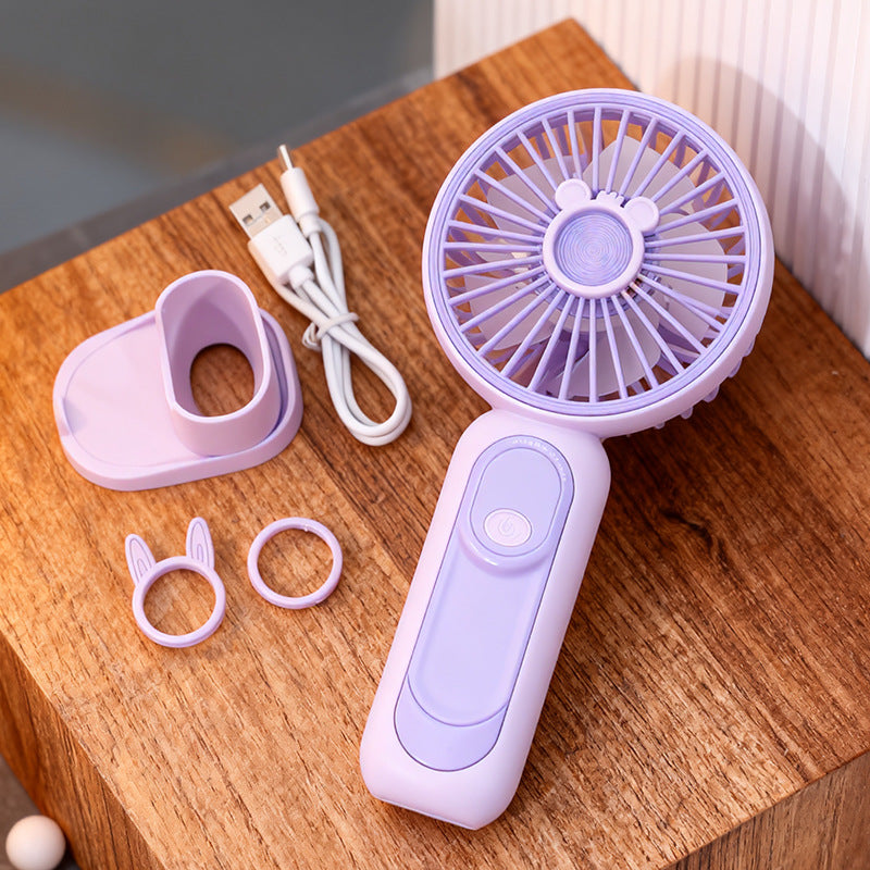 Unisex rechargeable cordless handheld fan with USB port and detachable stand Bowlift