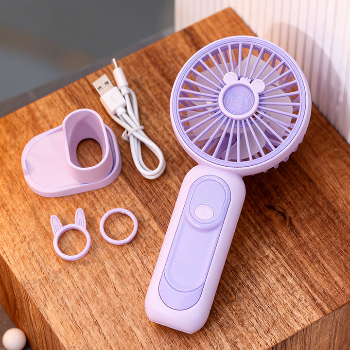 Unisex rechargeable cordless handheld fan with USB port and detachable stand Bowlift