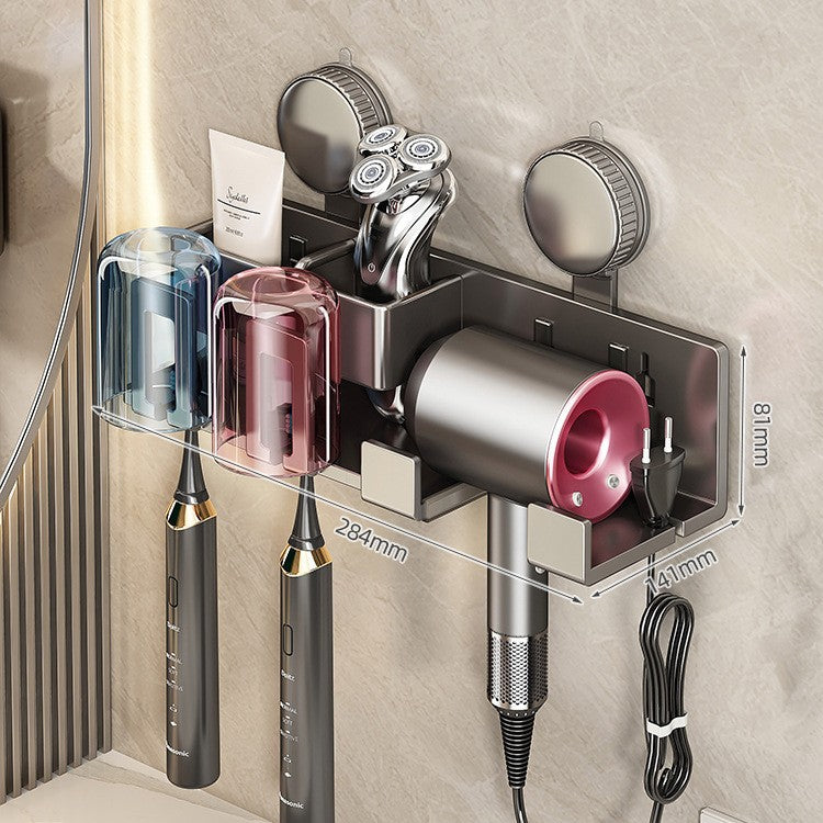Wall-Mounted Hair Tool Organizer with Storage Compartment Bowlift