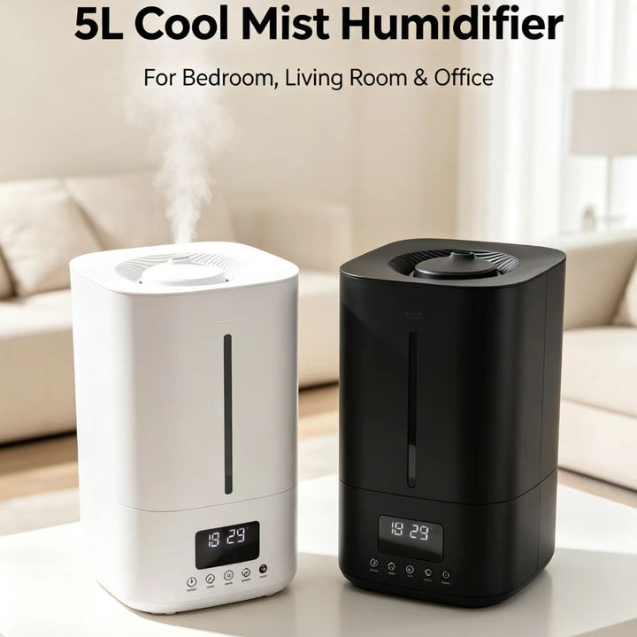 Five liter cool mist ultrasonic humidifier with LED display, programmable timer and ultra-quiet operation Bowlift