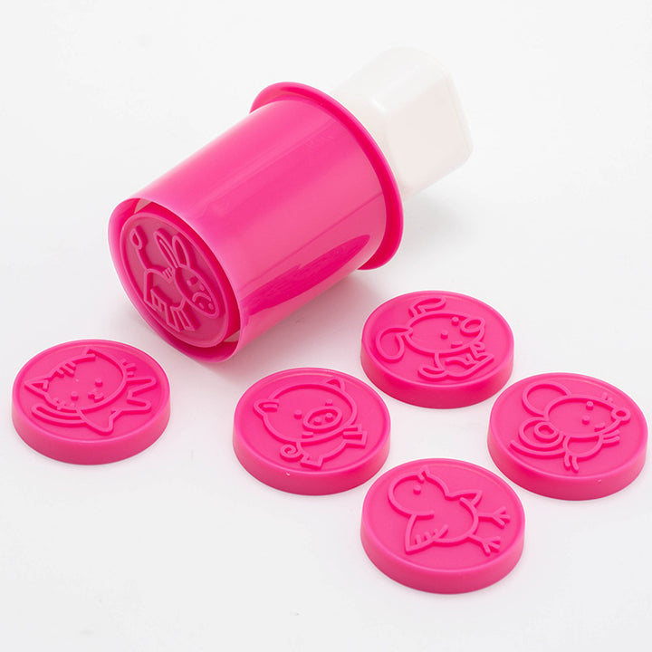 Interchangeable Round Cookie And Fondant Embossing Plunger With Multiple Patterned Silicone Discs