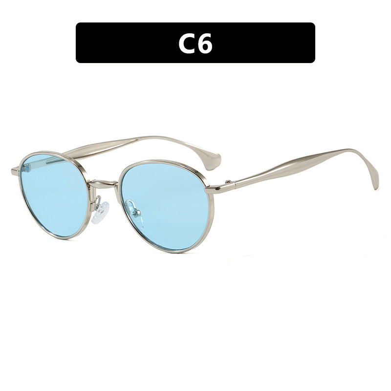 Women's round sunglasses with elegant metal frame and UV protection Bowlift