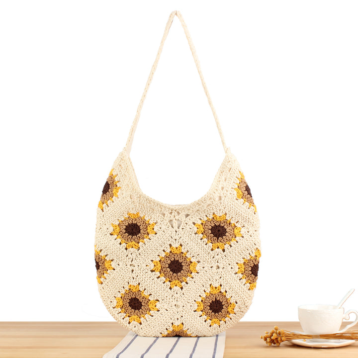 Crochet shoulder bag with playful sunflower pattern Bowlift