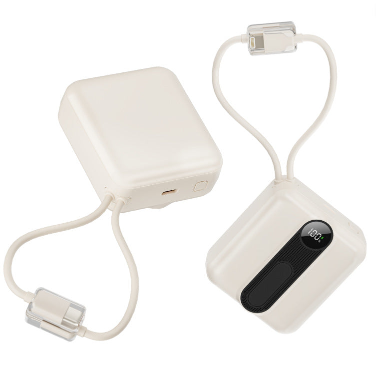 Portable power bank with integrated fast charging cables and digital charging status indicator Bowlift