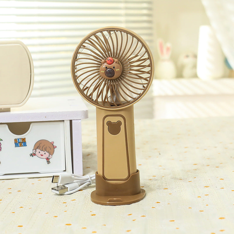 Portable Usb Hand Fan with Cute Animal Face and Multiple Speed Control Bowlift