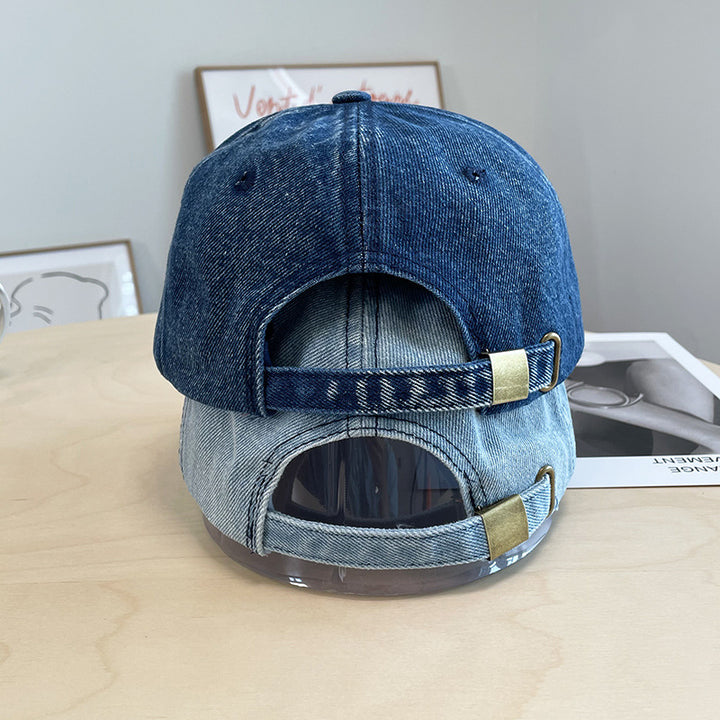 Men's Distressed Denim Baseball Cap Bowlift