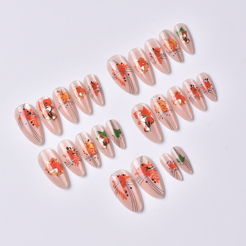 Fall-Themed Press-On Nail Art Set Bowlift