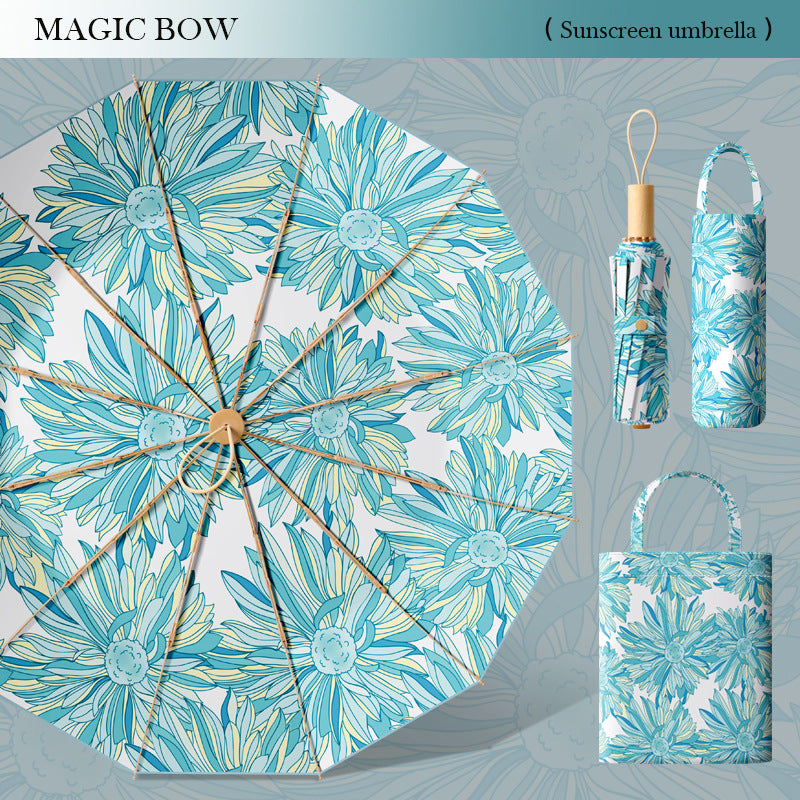 Ladies sun protection umbrella in floral design Bowlift