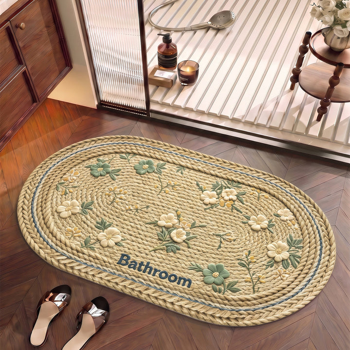 Floral Patterned Cotton Bath Mat Bowlift