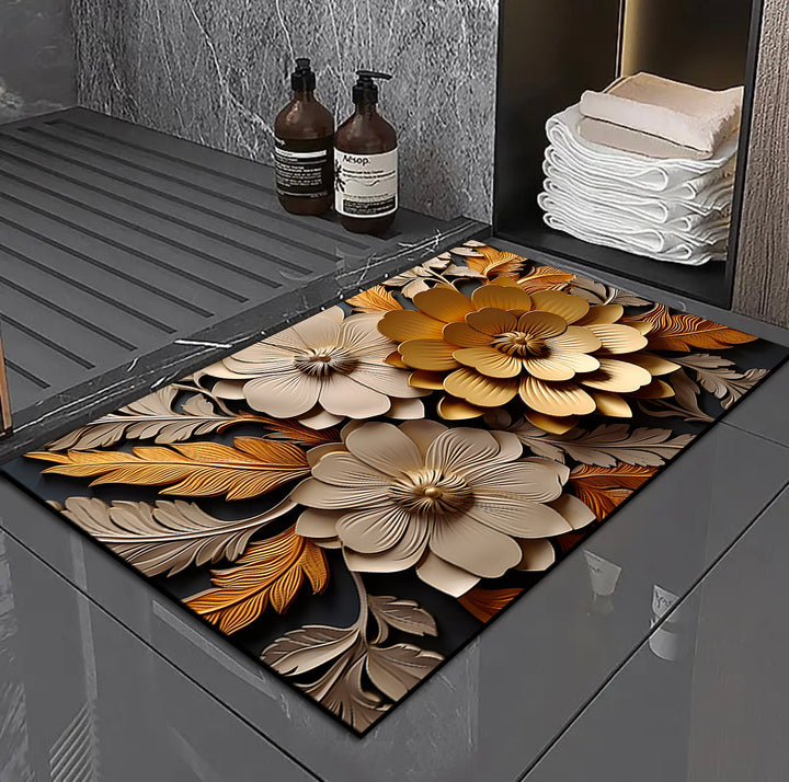 3D Floral Design Bath Mat Bowlift