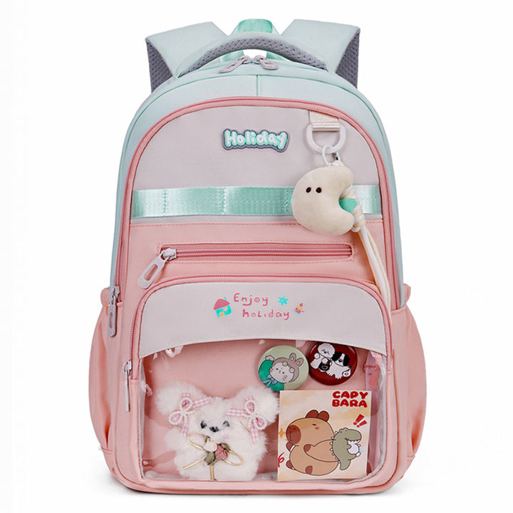 Playful school backpack with transparent compartment and creative accents Bowlift