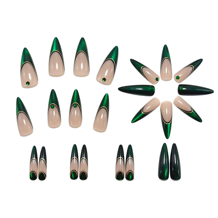 Artificial nails with elegant glitter gradient and modern accents Bowlift