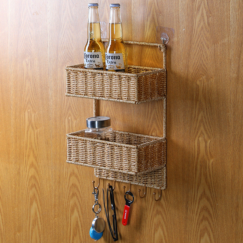 Two-Tiered Handwoven Storage Basket Bowlift