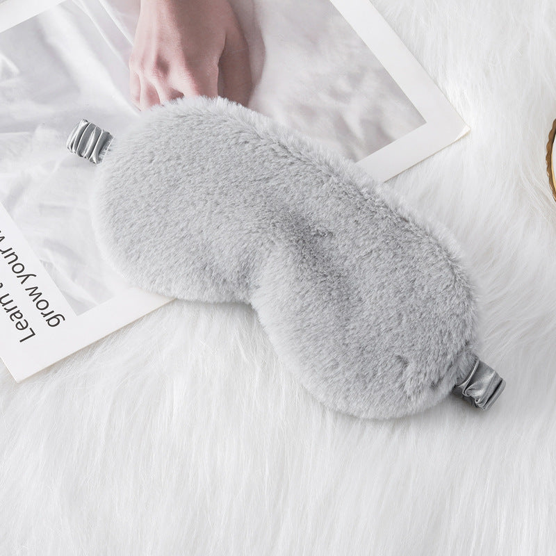 Women's cozy sleep mask made of plush with adjustable elastic band and lightproof inner lining Bowlift