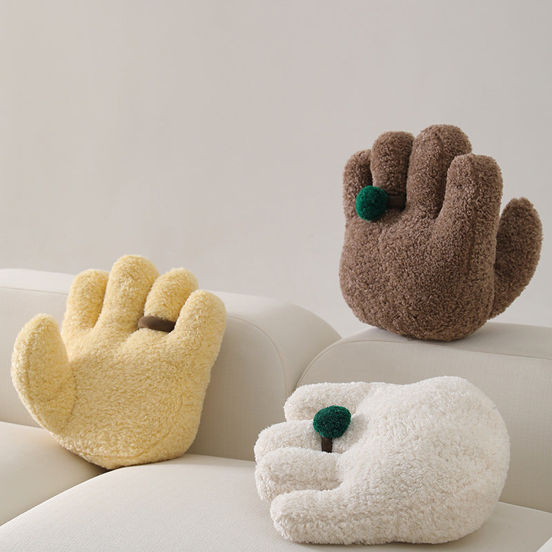 Plush decorative pillow in hand shape with pompon application Bowlift