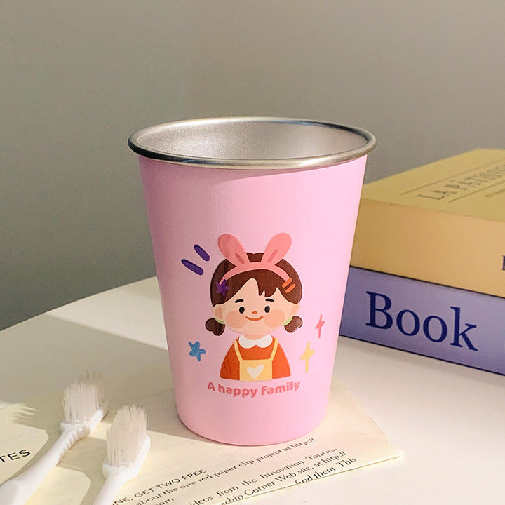 Stainless Steel Drinking Mug with Cheerful Family Motif Bowlift