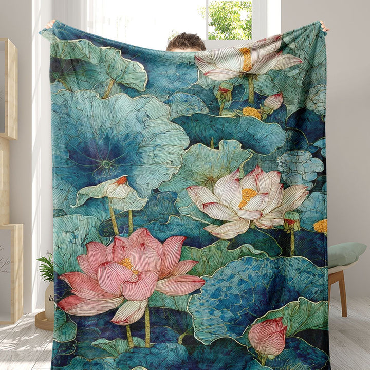 Artistic Floral Print Fleece Blanket
