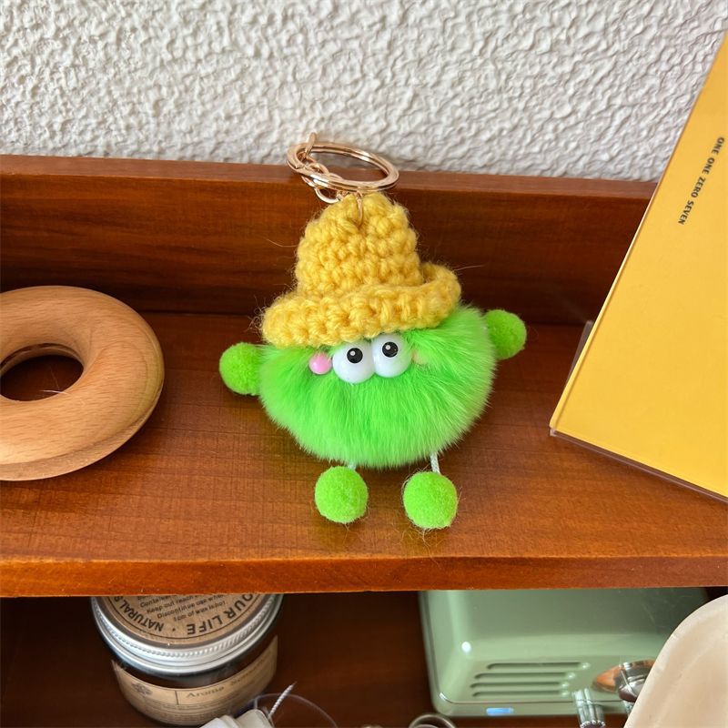 Playful Fuzzy Character Keychain Bowlift