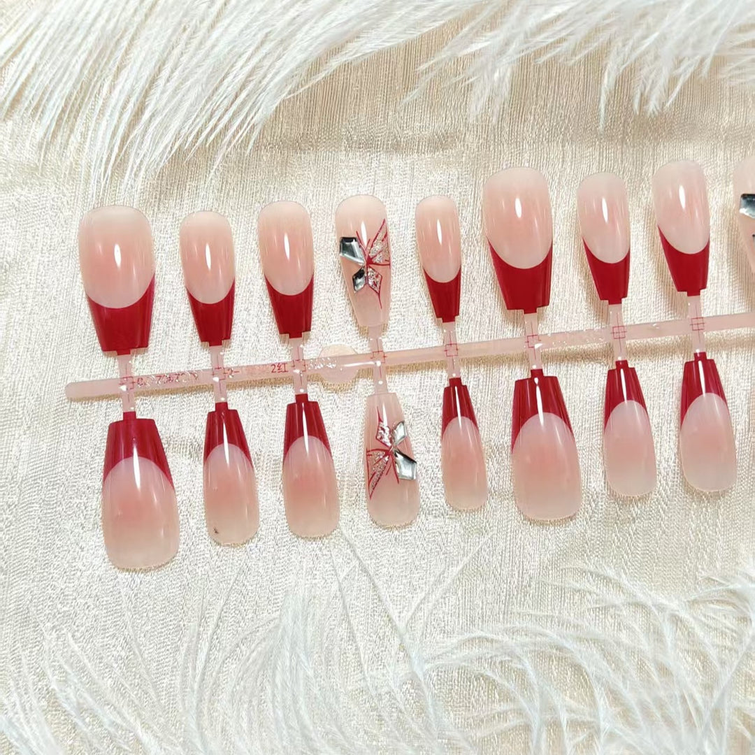 Artificial Nail Set with Elegant 3D Flower Decorations Bowlift