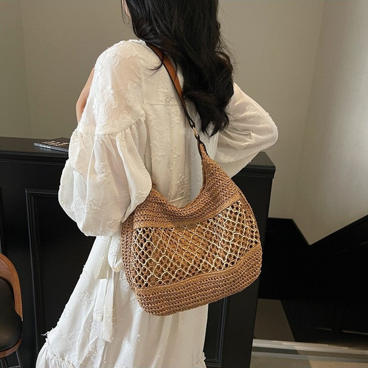 Hand-knotted shoulder bag with leather accents Bowlift