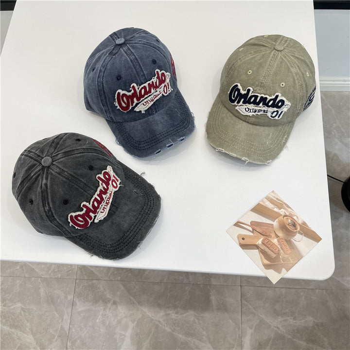 Men's Distressed Vintage-Inspired Baseball Cap Bowlift