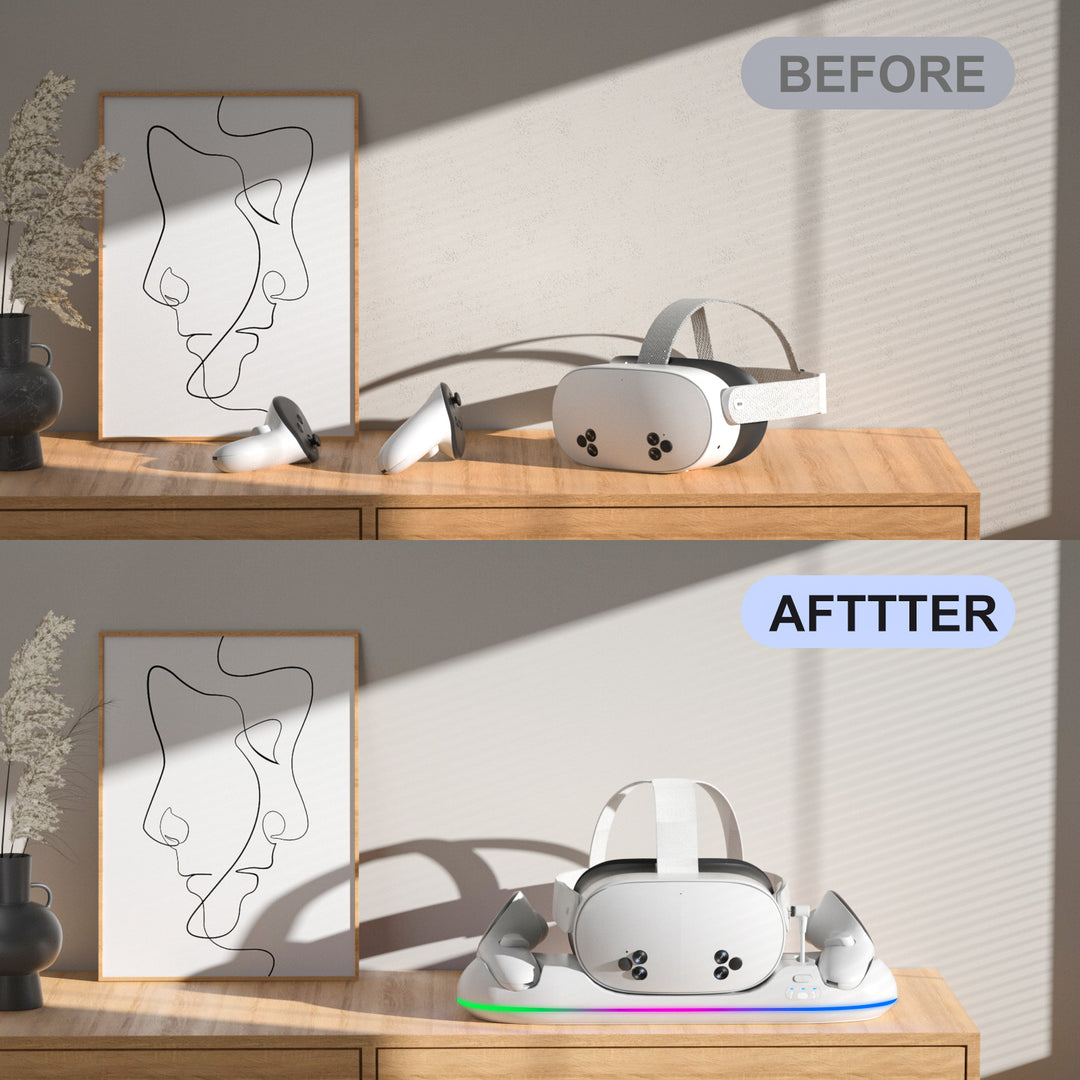 VR-Headset Stand with Practical Storage Compartments Bowlift