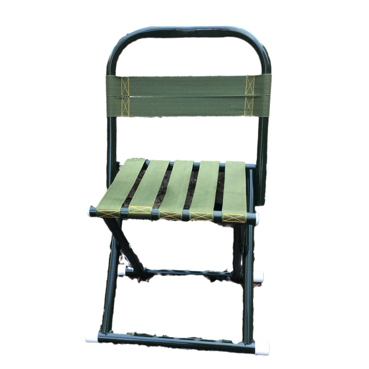 Portable folding camp stool with supportive backrest and heavy-duty webbing Bowlift