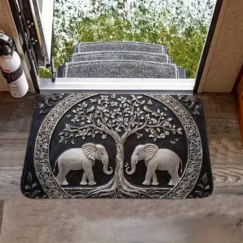 Floral Themed Welcome Mat Bowlift