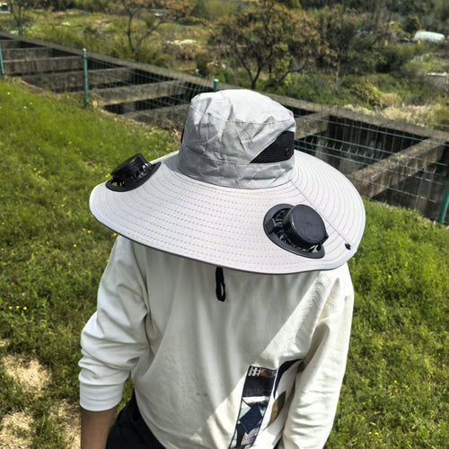 air-cooled sun hat with removable USB fans and wide neck protection Bowlift