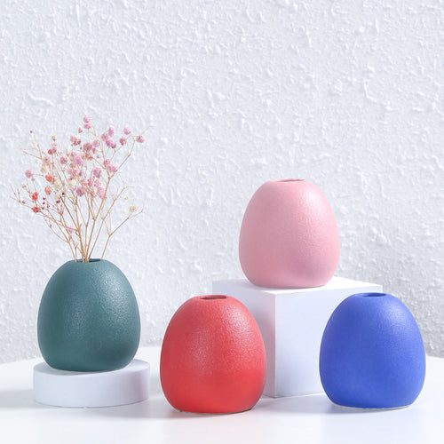 Contemporary Egg-Shaped Ceramic Flower Vase Bowlift