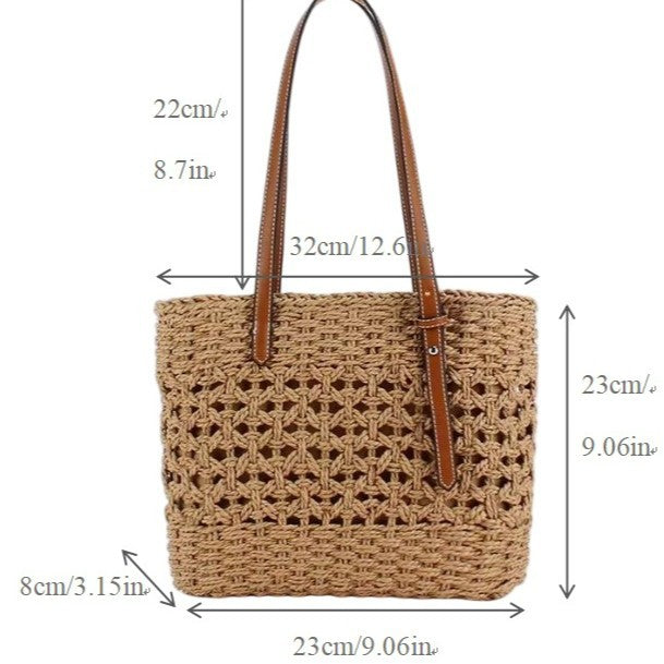 Handbag Made of Natural Macrame with Vegan Leather Handles Bowlift
