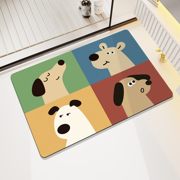 Cute Cartoon Pet-Themed Bath Mat Bowlift