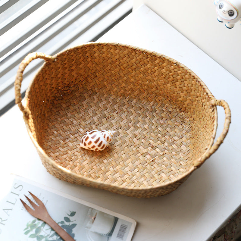 Natural Woven Storage Basket with Ergonomic Handles Bowlift