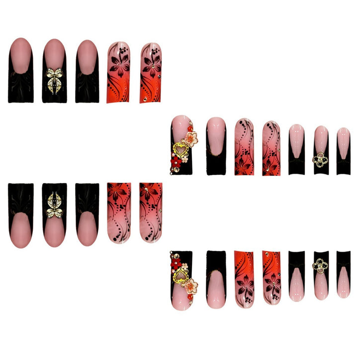 Artistic Floral Pattern Nail Set Bowlift