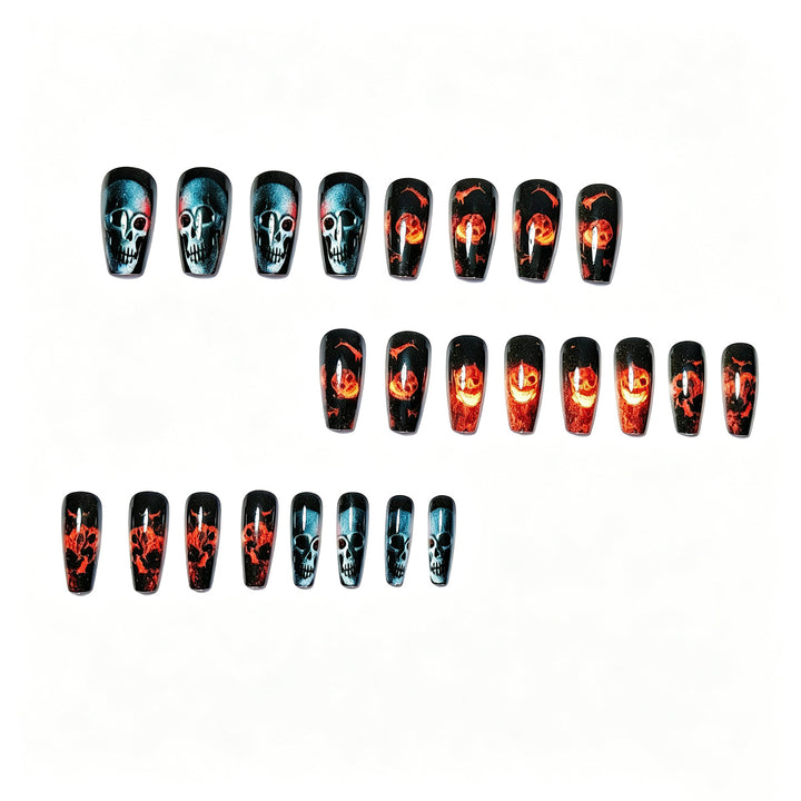 Artistic Skull & Flames Nail Art Designs Bowlift