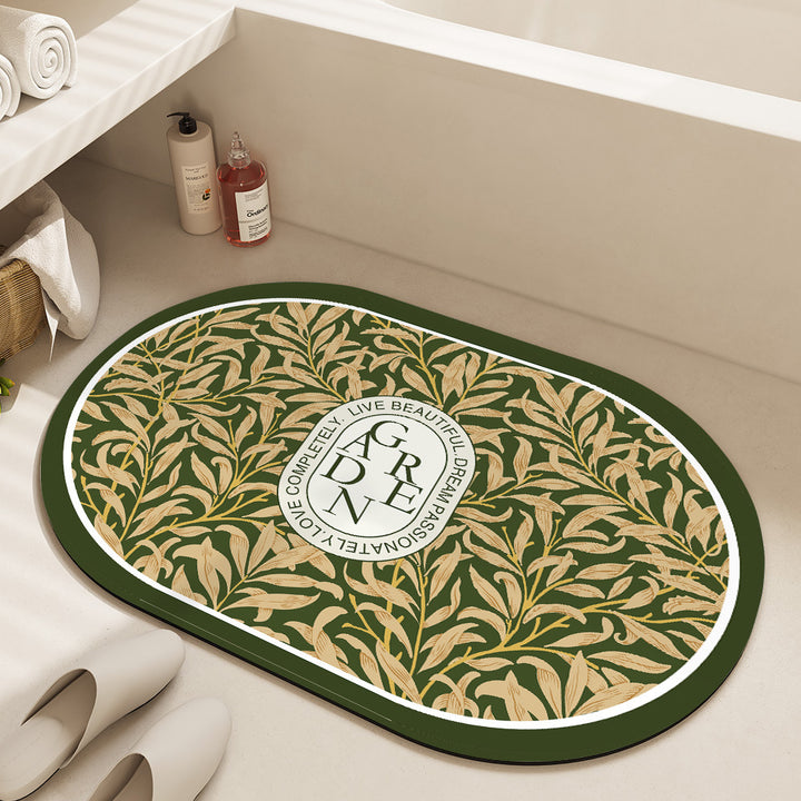Oval Floral Bath Mat Bowlift
