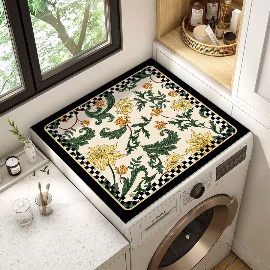 Floral Patterned Laundry Room Top Cover Bowlift