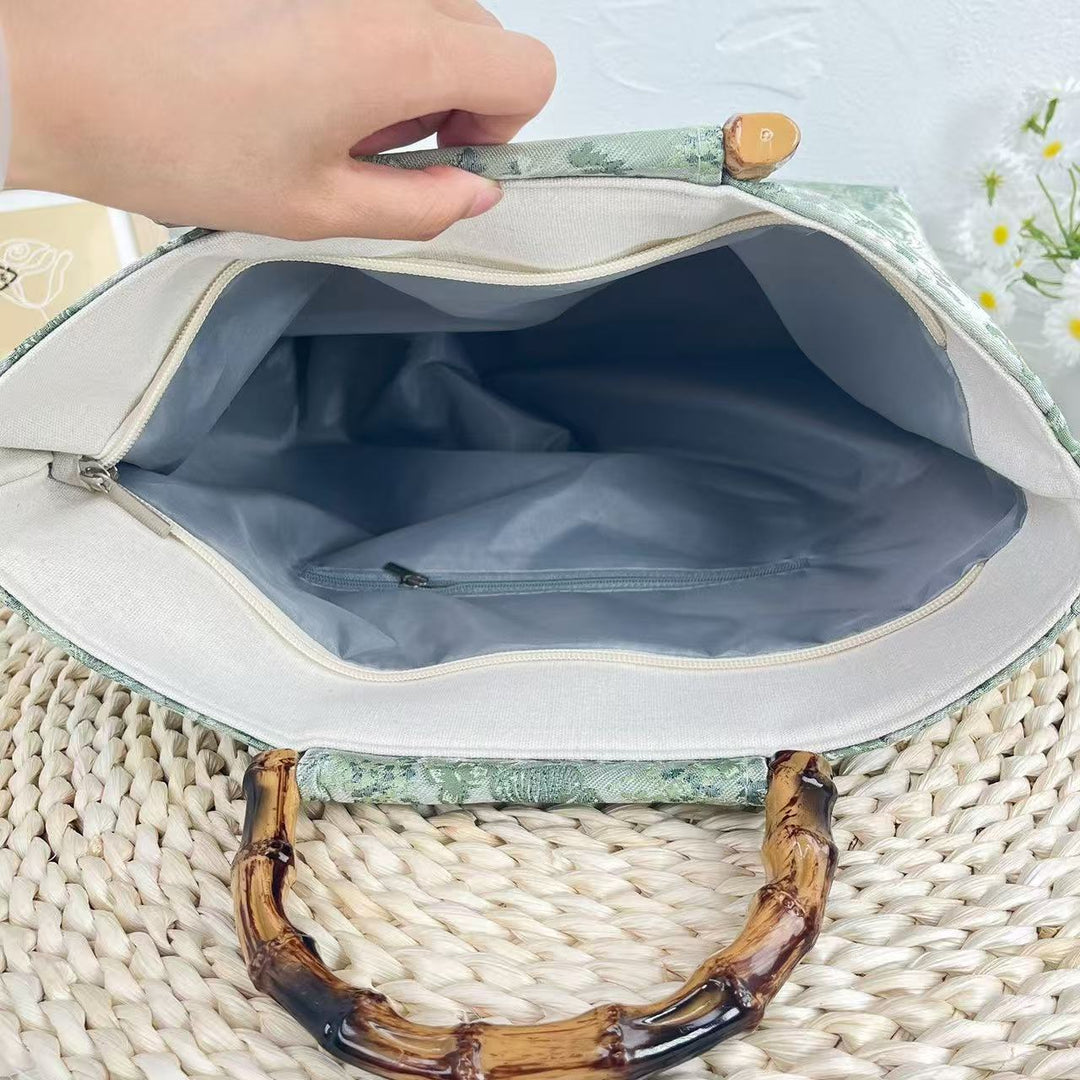 Elegant Handbag with Bamboo Handles Bowlift
