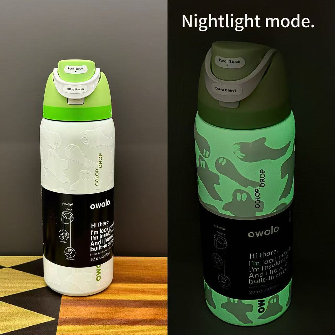 Double-Wall Vacuum Insulated Stainless Steel Travel Bottle With Flip Straw Leakproof Lid And Character Print