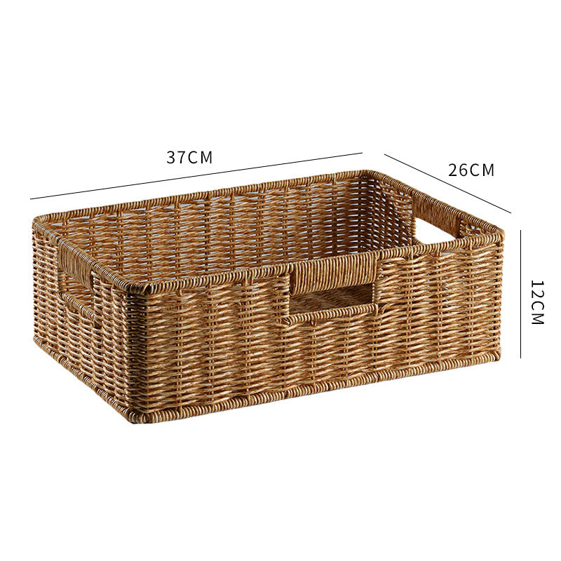 Handcrafted Large Rectangular Wicker Storage Basket Bowlift