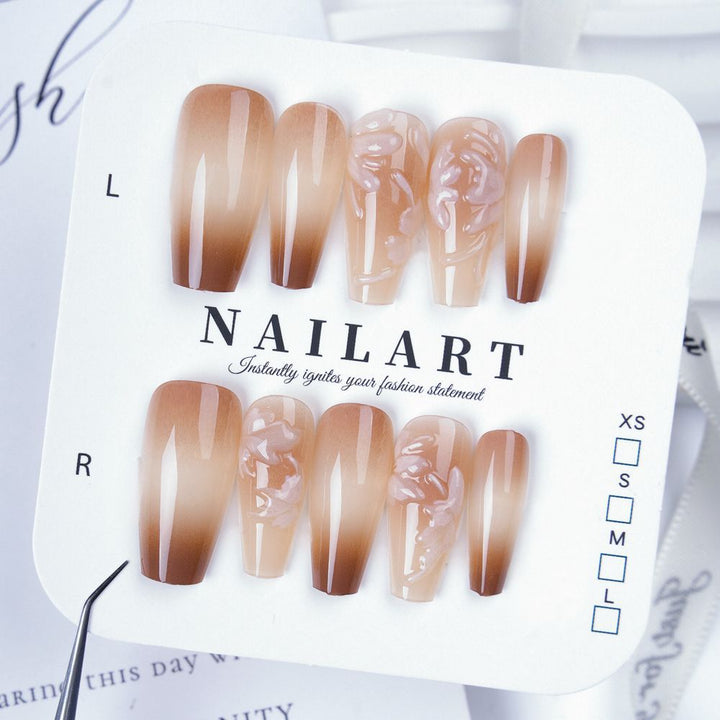 Artistic Press-On Nail Set with Cute Character Designs Bowlift