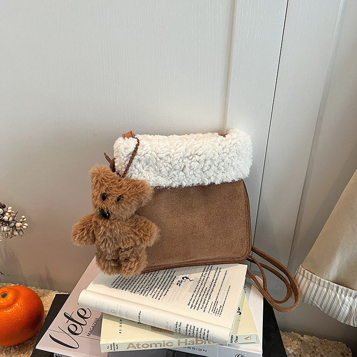 Chic Faux Fur Trim Crossbody Bag Bowlift