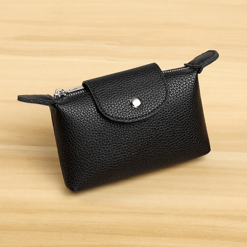 Compact Textured Leather Coin Purse